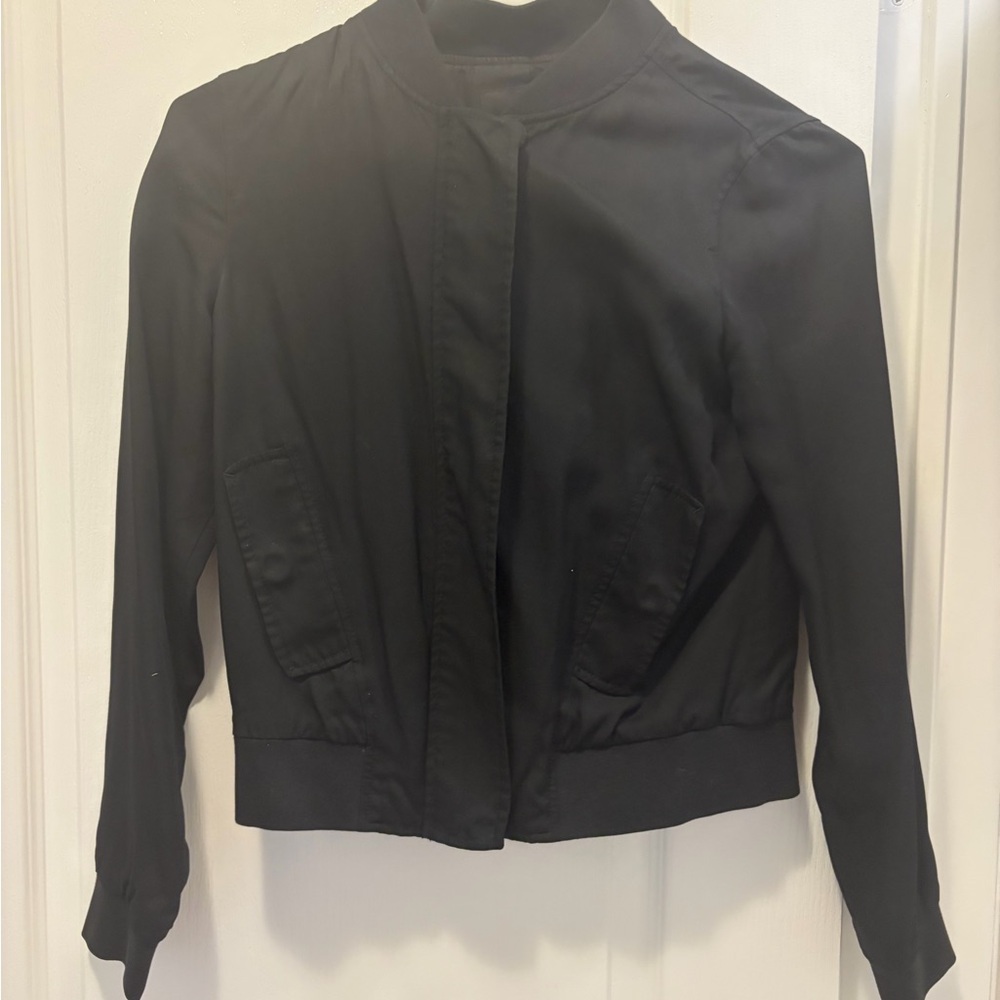 Banana Republic Black Bomber Jacket with Stand Collar
